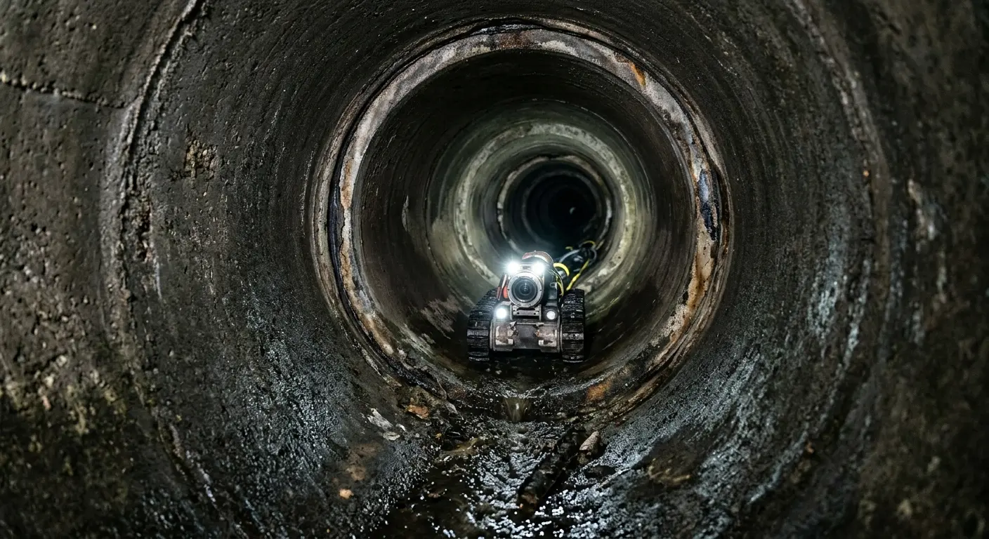 Robotic sewer camera inspecting pipe interior for Sewer Line Repair in Wesley Chapel